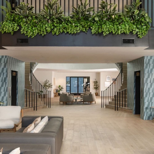 a clubroom lounge area with chairs and couches