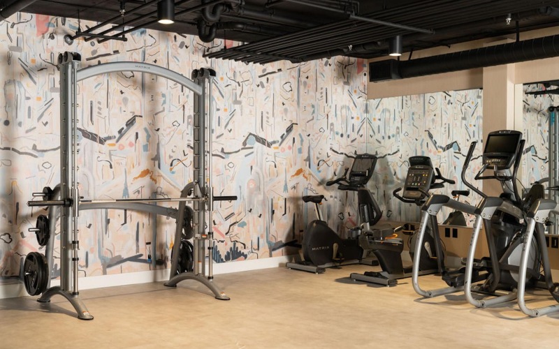 a gym with exercise equipment