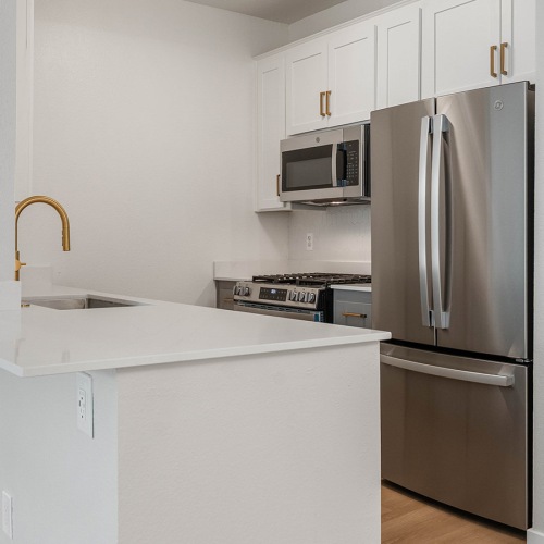 kitchen with white cabinets